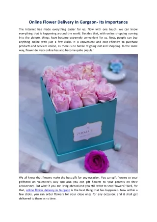 online flower delivery in gurgaon its importance