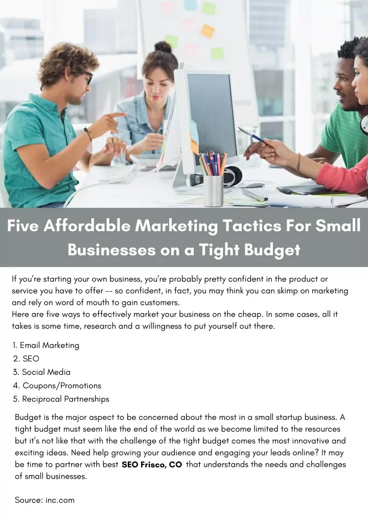 five affordable marketing tactics for small