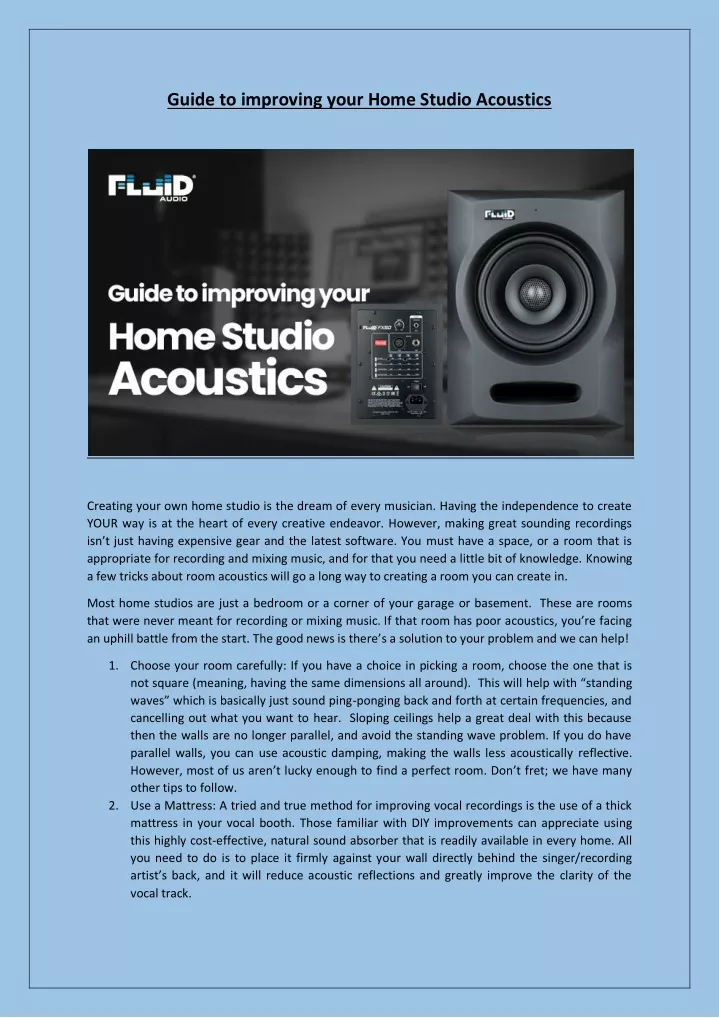 guide to improving your home studio acoustics