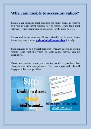 why i am unable to access my yahoo