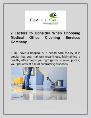 7 Factors to Consider When Choosing Medical Office Cleaning Services Company