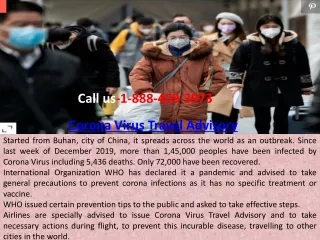 Corona Virus Travel Advisory