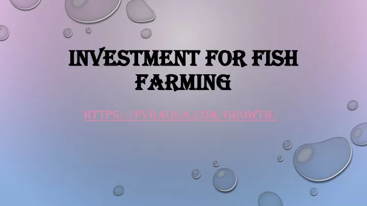 investment for fish farming