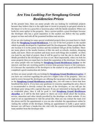 are you looking for sengkang grand residencies
