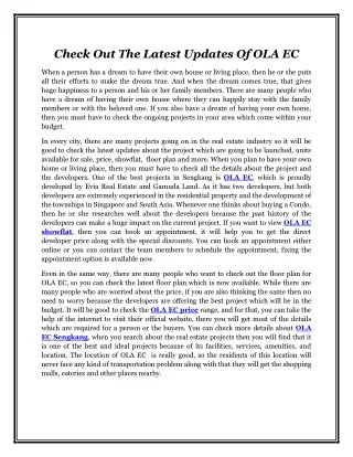 check out the latest updates of ola ec