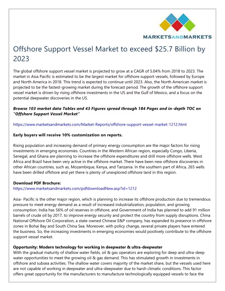offshore support vessel market to exceed