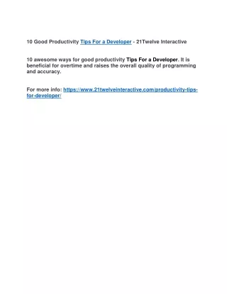 10 good productivity tips for a developer