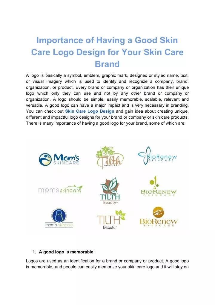 importance of having a good skin care logo design
