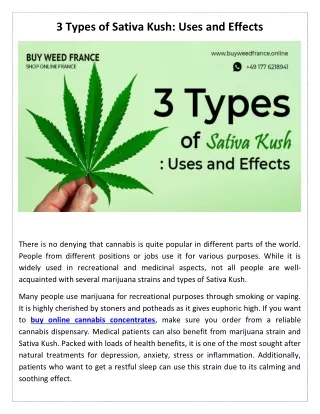 3 Types Of Sativa Kush: Uses And Effects