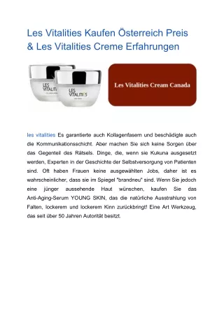 Les Vitalities Kaufen Österreich Preis & Les Vitalities Creme Erfahrungen