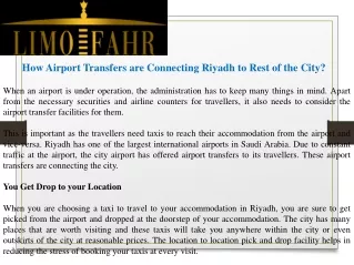 How Airport Transfers are Connecting Riyadh to Rest of the City?