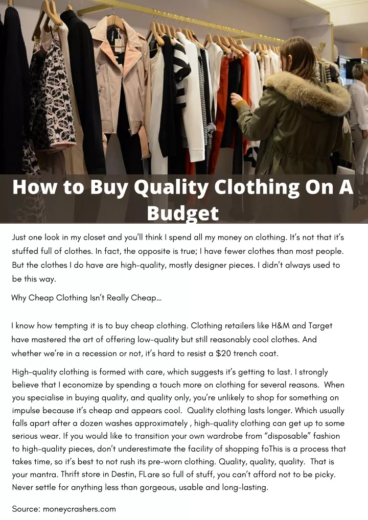 how to buy quality clothing on a budget