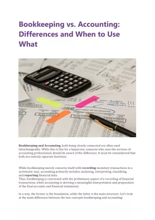 bookkeeping vs accounting differences and when