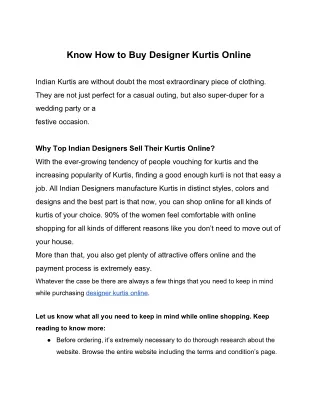 know how to buy designer kurtis online