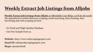 weekly extract job listings from alljobs