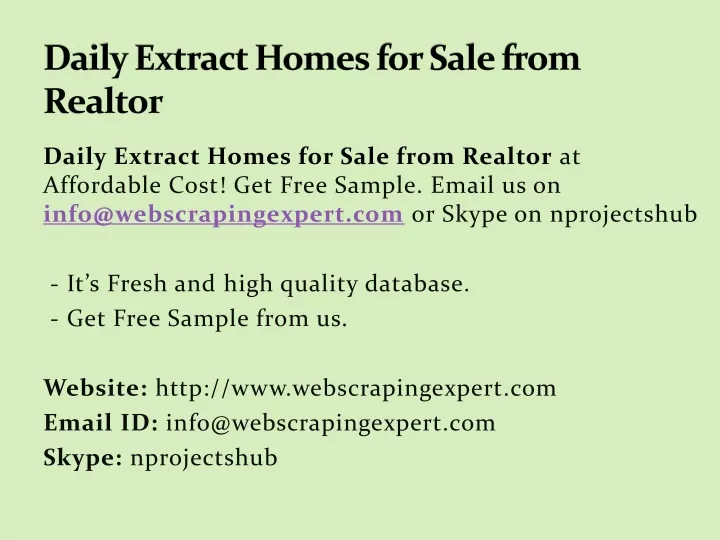 daily extract homes for sale from realtor