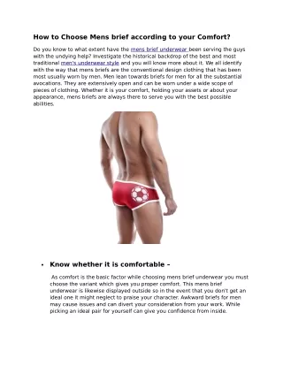 how to choose mens brief according to your comfort