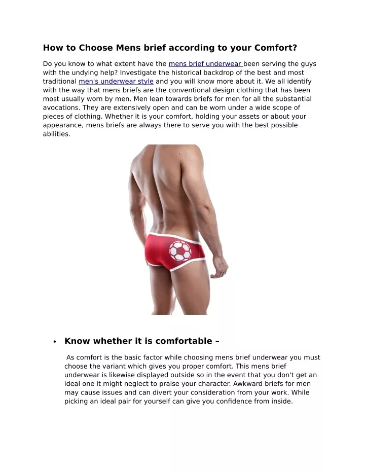 how to choose mens brief according to your comfort