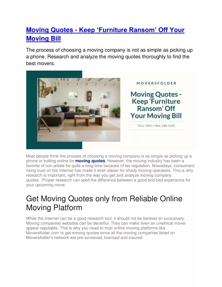 moving quotes keep furniture ransom off your