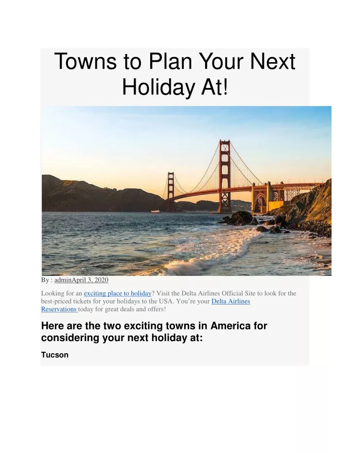 towns to plan your next holiday at