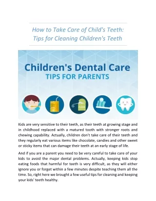 How to Take Care of Child’s Teeth: Tips for Cleaning Children’s Teeth