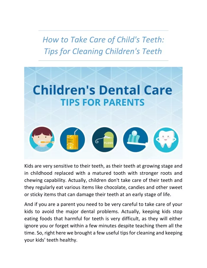 how to take care of child s teeth tips