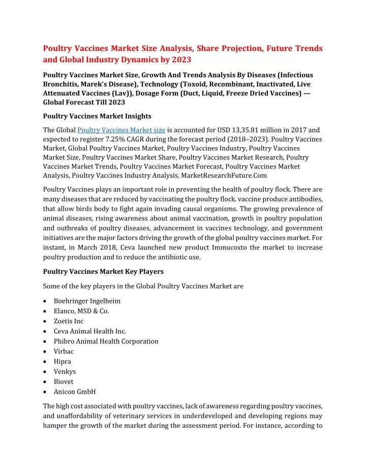 poultry vaccines market size analysis share