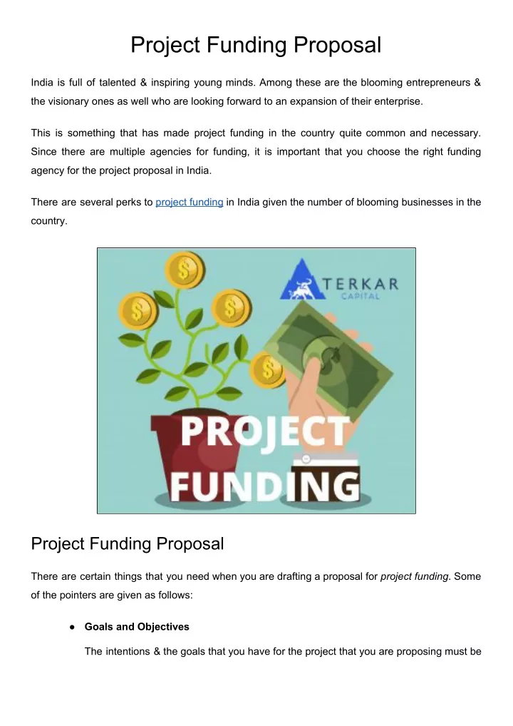 project funding proposal