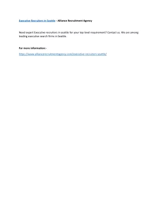 executive recruiters in seattle alliance