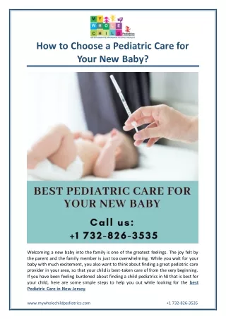 How to Choose a Pediatric Care for Your New Baby?