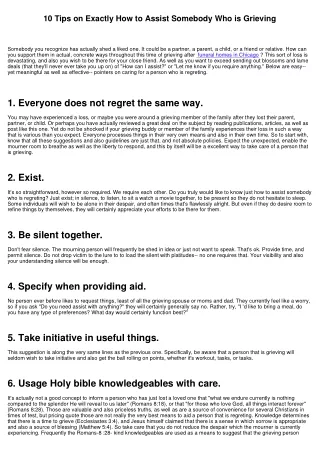 10 Tips on How to Assist A Person Who is Grieving