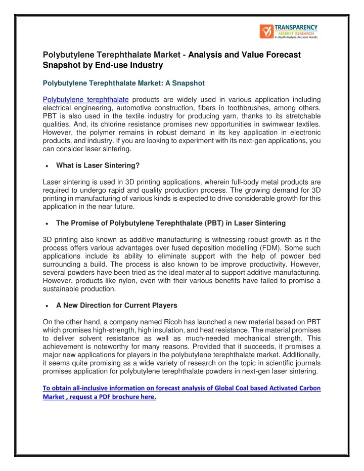 polybutylene terephthalate market analysis