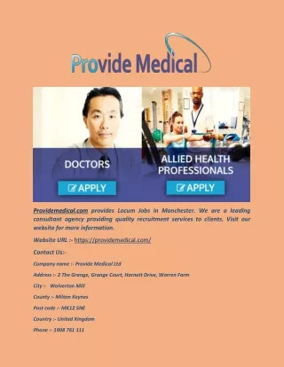 SHO Locum Jobs in Midlands - Provide Medical Ltd