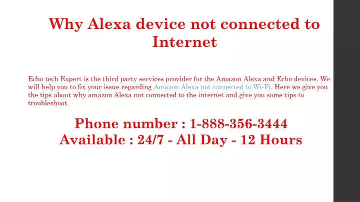why alexa device not connected to internet
