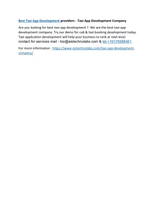 best taxi app development providers taxi