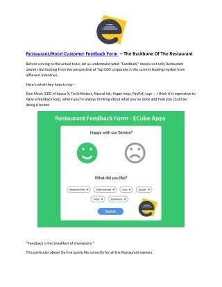 Hotel Feedback Form - Online Feedback & Reviews Form Builder Templates | eCube Apps