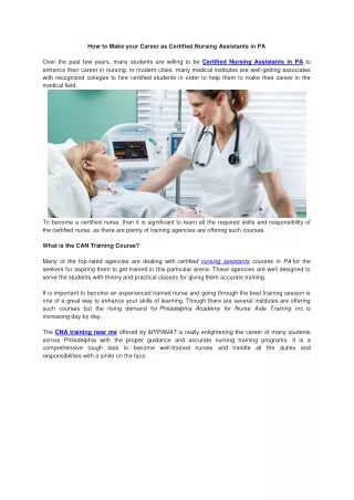 how to make your career as certified nursing