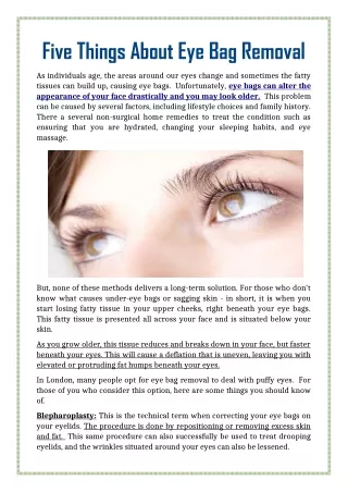 Five Things About Eye Bag Removal