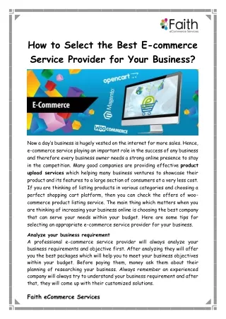 how to select the best e commerce service