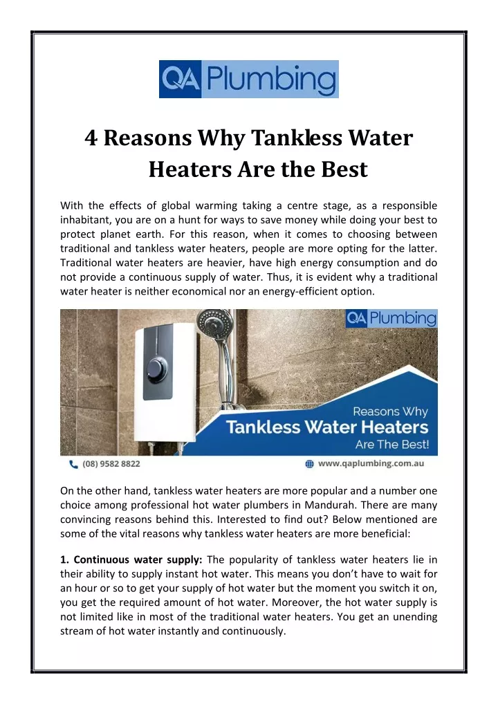 4 reasons why tankless water heaters are the best