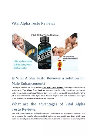 Vital Alpha Testo Reviews