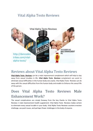 Vital Alpha Testo Reviews