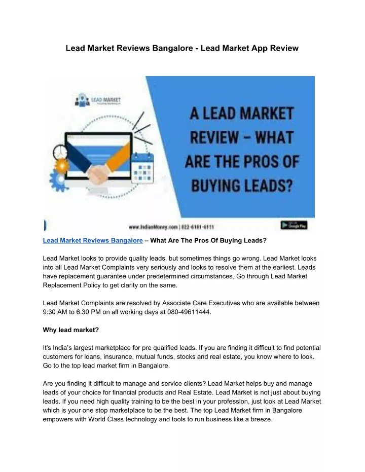 lead market reviews bangalore lead market