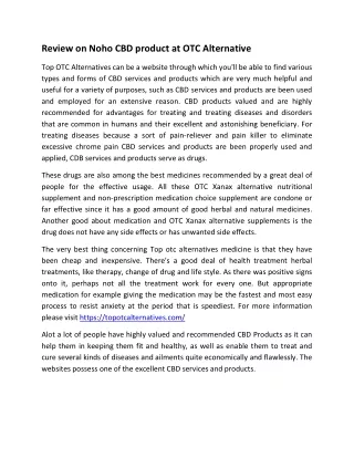 review on noho cbd product at otc alternative