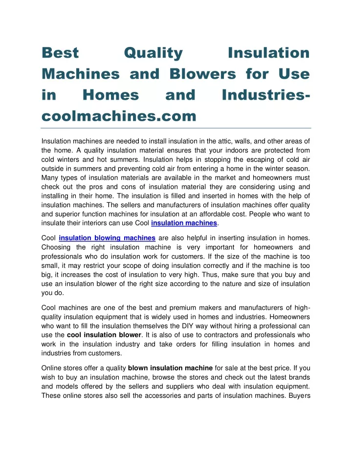 best machines and blowers for use in homes