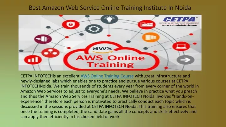 best amazon web service online training institute in noida