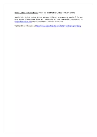 online lottery system software providers