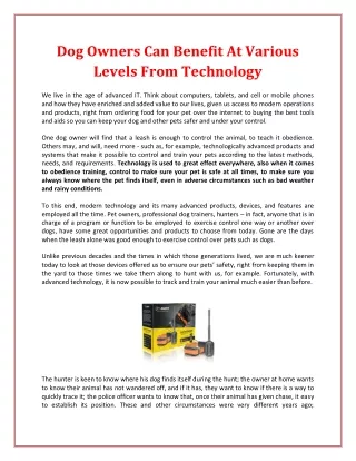 dog owners can benefit at various levels from