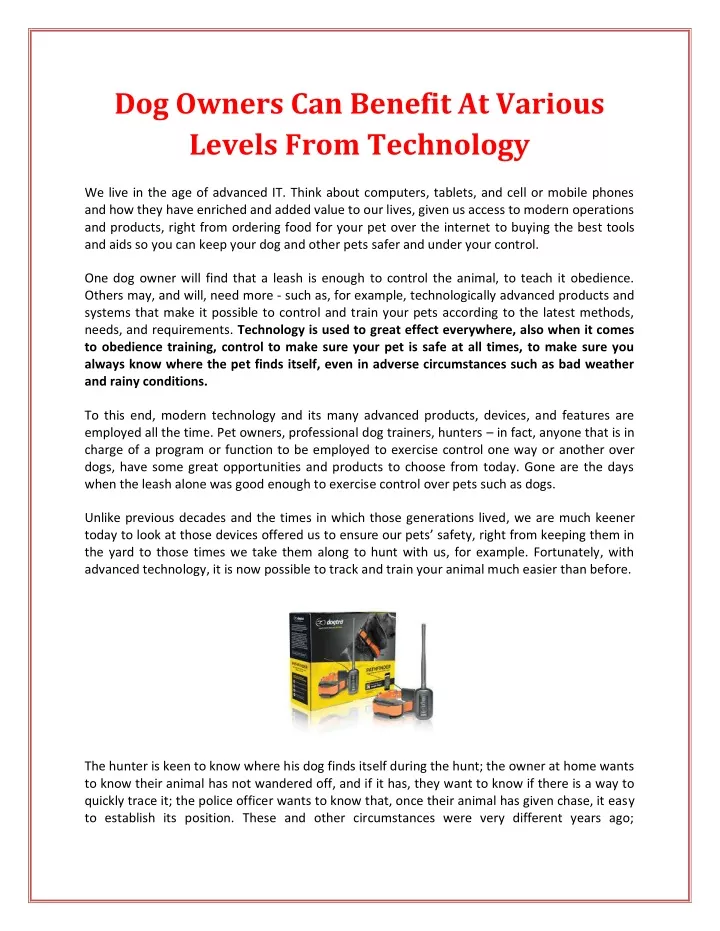 dog owners can benefit at various levels from