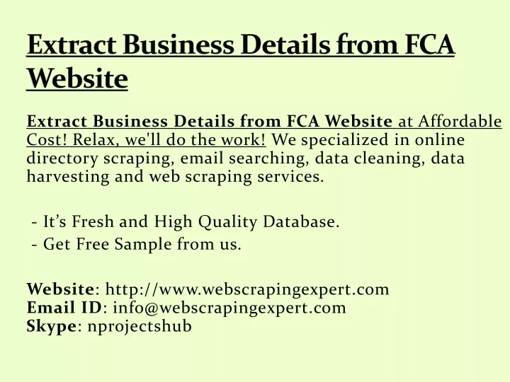 extract business details from fca website